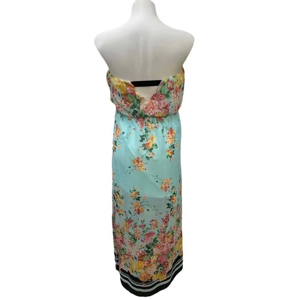 Socialite Maxi Dress Blazer Womens Medium Lot Strapless Floral Boho Coastal